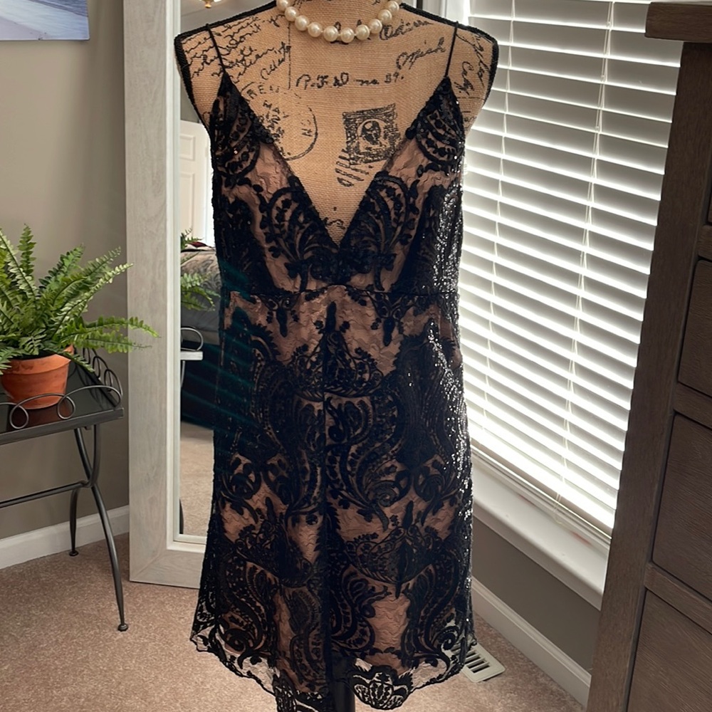👠NWT👠 Free People Dangerous Love sparkly black lace dress size 12